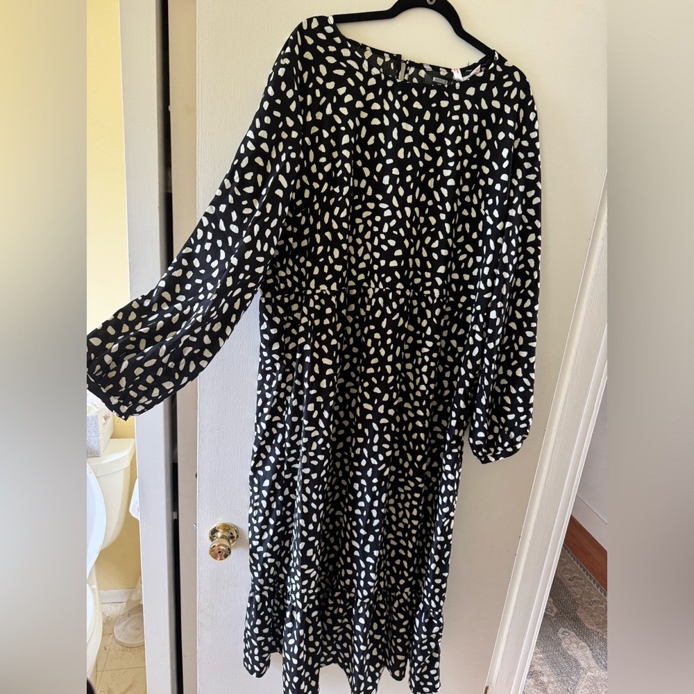 Missguided+ Black and White Bishop Sleeve Sundress